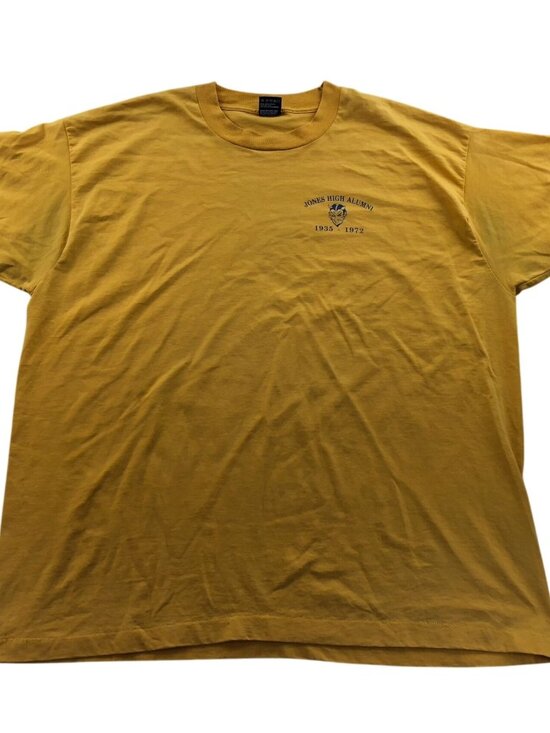 Fruit Of The Loom Mens Jones High Alumni T-Shirt XXXL Yellow Short Sleeve Casual - Picture 1 of 12